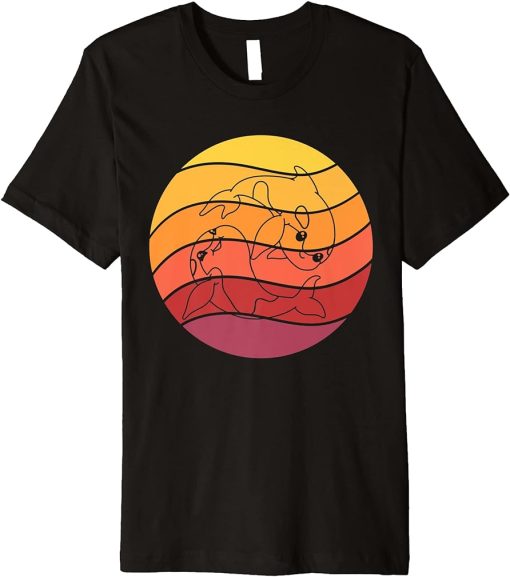 Hand Drawn Kawaii Orca Killer Whale Yin Yang Retro Sunset Premium T-Shirt