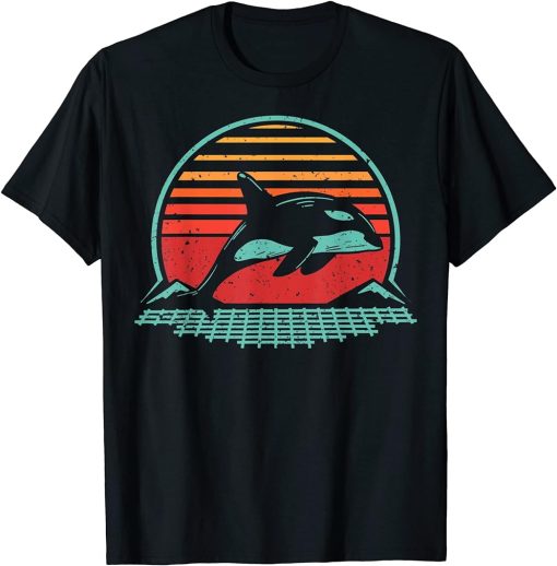 Orca Shirt Animal Synthwave Retro Vintage 80"s Style T-Shirt