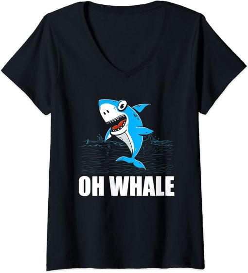 Womens Oh Whale Orca Sea Mamal Lover V-Neck T-Shirt