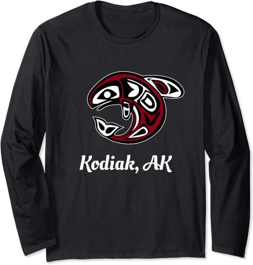 Native American Kodiak AK Tribal Orca Killer Whale Long Sleeve T-Shirt