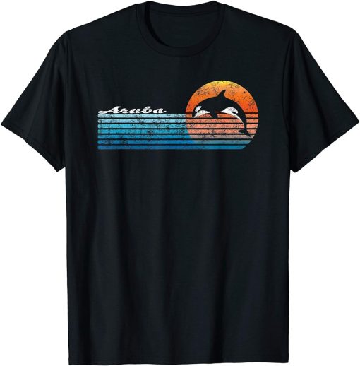 Vintage Aruba, Retro 80s Orca Sunset T-Shirt