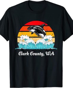 Vintage Clark County WA Distressed Orca Killer Whale Art T-Shirt