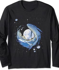 Humpback whale in Space | Funny Beluga Orca Blue whale Long Sleeve T-Shirt