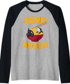 Send Noods Kawaii Orca Whale Ramen Noodles Japanese Raglan Baseball Tee